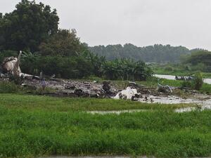 A Russian cargo plane crashed in Juba, South Sudan. (AFP/Charles Lomodong)