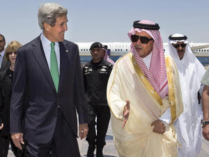 US Secretary of State John Kerry arrives in Saudi Arabia for talks on coordinating aid to opposition forces in Syria (AFP)