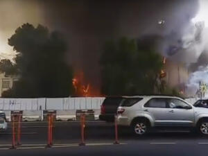 Dark plumes of smoke can be seen rising from a hotel fire in Mecca, Saudi Arabia. (YouTube) Dark plumes of smoke can be seen rising from a hotel fire in Mecca, Saudi Arabia. (YouTube)