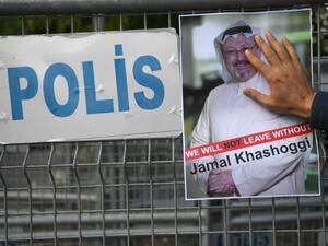 Poster for Jamal Khashoggi. (AFP/File Photo)