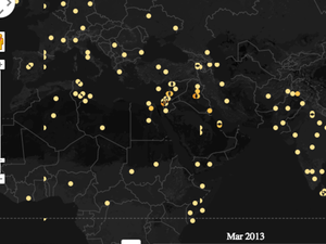 PhD student John Beieler visualized the data collected from The Global Database of Events, Language, and Tone (GDELT)  to produce an amazing image of what the Arab Spring protests look like.