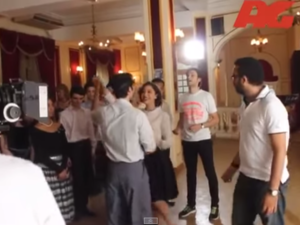 Menna and Ahmed Hatem learn how to waltz on the set of "The Jewish Neighborhood." (YouTube)