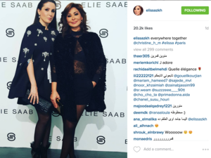Elissa and her friend Christine at Elie Saab's show in Paris. (Instagram)