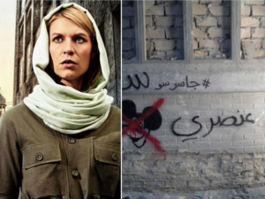 Slogans in Arabic criticizing Homeland appear in the latest episode. (Twitter)