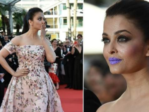 Did she wear purple lipstick just to be talked about? (AFP)