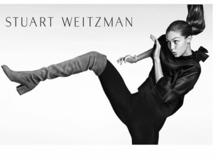 The top model put on an athletic display in thigh-high boots for Stuart Weitzman's latest campaign. (Instagram)