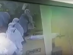 The video shows the unknown woman fall on her face (YouTube / Soufiane Soussi)