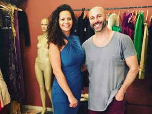 Rami with one of the fashionistas of Palestine in his pop-up shop in Ramallah. (Instagram)