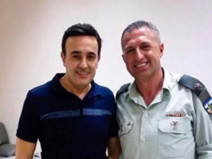 Saber Rebai with the 'Israeli soldier." (File photo)