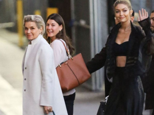 Gigi and her mama before going to the Jimmy Kimmel Show. (Instagram)