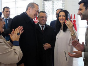 The couple celebrate their engagement with President Erdogan. (Instagram)
