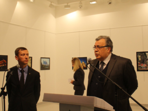 The Russian ambassador was assassinated at an art gallery in the Turkish capital. (Twitter)