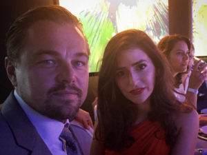 Sarah with Hollywood actor Leonardo DiCaprio. (Instagram)
