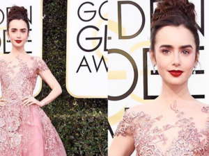 Lily Collins looks stunning in a Zuhair Murad frock. (Instagram)