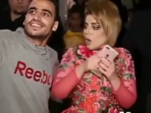 Halima seconds before she pushed away a 'fan' who sexually harassed her. (Instagram)