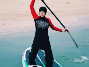 Lohan wearing a burkini in Thailand. (Instagram)