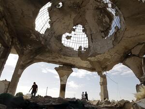 The inside of a destroyed mosque in Sirte, Libya. (AFP/File) The inside of a destroyed mosque in Sirte, Libya. (AFP/File)
