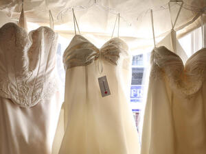 The form that fills these elaborate dresses must be suitably made-up to match the dress; hence the big trade of wedding make-up.