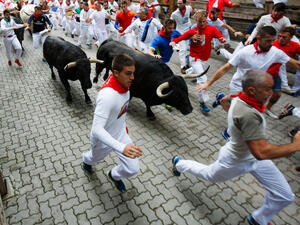 Bulls and people running on the street during the festival of San Fermin. (Shutterstock/ File Photo)