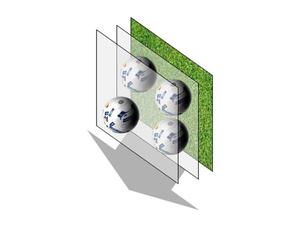Illustration in 3-D of the dynamic stereoscopic stimulus: the target objects are constantly moving towards the observer. (Photo: Institut für Medizinische Psychologie)