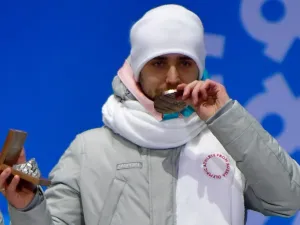 (FILES) In this file photo taken on February 14, 2018, Russia's bronze medallist Aleksandr Krushelnitckii poses on the podium during the medal ceremony for the curling mixed doubles at the Pyeongchang Medals Plaza during the Pyeongchang 2018 Winter Olympic Games in Pyeongchang. Russian curler Alexander Krushelnitsky tested positive for the banned substance meldonium at the Pyeongchang Olympics, the Russian Olympic Committee confirmed on February 20.
Martin BUREAU / AFP