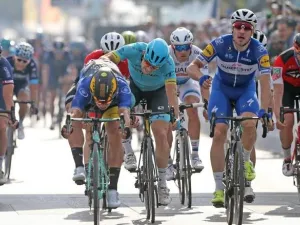 Italy's Elia Viviani of Quick Step Floors wins the Ras Al Khaimah stage of the Dubai Tour on Wednesday. (Photo by Dhes Handumon)
