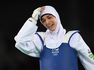 Egypt's Hedaya Wahba celebrates after winning against Belgium's Raheleh Asemani in their women’s taekwondo bronze medal bout in the -57kg category as part of the Rio 2016 Olympic Games, on August 18, 2016, at the Carioca Arena 3, in Rio de Janeiro.
Kirill KUDRYAVTSEV / AFP