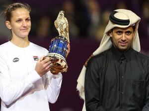 Karolina Pliskova of the Czech Republic poses for a picture with the winner's trophy after winning against Denmark's Caroline Wozniacki during their final tennis match in the WTA Qatar Total Open on February 18, 2017, in Doha. Karolina Pliskova beat Caroline Wozniacki for the first time in her career to claim the Qatar Open title.
AFP