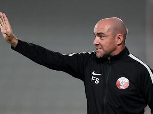 Qatar's Head Coach Felix Sanchez Bas reacts on the sidelines during the friendly football match between Iceland and Qatar at the Abdullah bin Nasser bin Khalifa Stadium in Doha on November 14, 2017.
KARIM JAAFAR / AFP