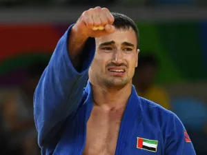 United Arab Emirates's Sergiu Toma celebrates after defeating Italy's Matteo Marconcini during their men's -81kg judo contest bronze medal A match of the Rio 2016 Olympic Games in Rio de Janeiro on August 9, 2016.
Toshifumi KITAMURA / AFP