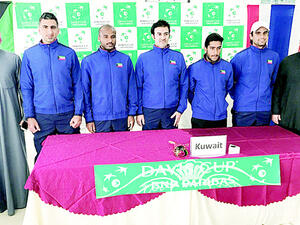 The Kuwaiti Davis Cup and Thailand teams after the press conference (Photo: Arab Times)