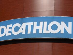 A picture taken on February 27, 2019, shows the logo at a store of French sports goods retailer Decathlon in Montpellier, southern France. French sports retailer Decathlon on February 26, 2019, cancelled plans to sell a sports version of the hijab Muslim headscarf in France, following an outcry.
Pascal GUYOT / AFP