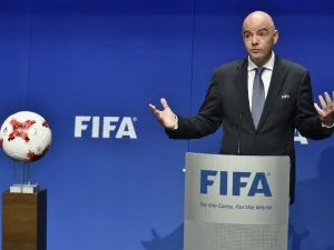 International Federation of Association Football (FIFA) President Gianni Infantino gestures while speaking during a press briefing closing a meeting of the FIFA executive council on January 10, 2017 at FIFA headquarters in Zurich.
FIFA's ruling council on January 10, 2017 unanimously approved an expansion of the World Cup from 32 to 48 teams in 2026.

Michael BUHOLZER / AFP