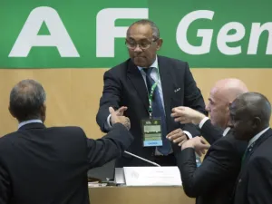 Ahmad Ahmad (C) of Madagascar is congratulated by Fifa president Gianni Infantino (2ndR) after being elected the new president of the Confederation of African Football (CAF) in Addis Ababa on 16 March 2017. Madagascar's football chief Ahmad Ahmad was elected president of CAF, ousting veteran leader Issa Hayatou after 29 years in office.
Zacharias Abubker / AFP