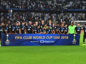 Runner up Abu Dhabi's Al Ain players look at the trophy ceremony after losing the FIFA Club World Cup final football match Spain's Real Madrid vs Abu Dhabi's Al Ain at the Zayed Sports City Stadium in Abu Dhabi, the capital of the United Arab Emirates, on December 22, 2018.
Giuseppe CACACE / AFP