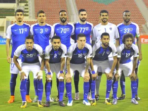 Al-Hilal's starting eleven pose for a group shot ahead of the Asian Champions League semi-final football match between Persepolis and Al-Hilal at the Sultan Qaboos Sports Complex in Muscat on October 17, 2017.
STRINGER / AFP