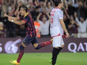 من مباراة إشبيلية وبرشلونة في الدوري