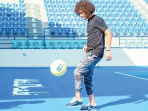 Omar challenges reigning MWTC champion Rafael Nadal to a rally on-court at this year’s tournament (Photo courtesy: Organizer)