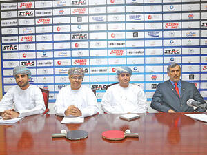 L-R: Adil al Balushi, Abdullah Bamkhalef, Sajjad al Lawati and Hashim al Salmi of the organising committee at a press conference on Tuesday (Photo: Muscat Daily)