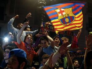 أعلام برشلونة وكتالونيا خلال نهائي كأس ملك إسبانيا