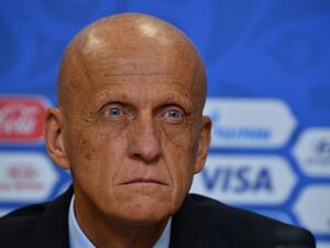 FIFA Chairman of the Referees Committee Pierluigi Collina listens during the FIFA/LOC closing press conference of the 2017 FIFA Confederations Cup at Krestovsky Stadium in Saint Petersburg on July 1, 2017.
Mladen ANTONOV / AFP