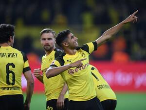  The Morocco international is on cloud nine after finding the back of the net in his maiden German top-flight game for the Signal-Iduna-Park outfit 