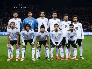 Egypt national football squad pose prior to an international friendly football match between Portugal and Egypt at Letzigrund stadium in Zurich on March 23, 2018.
Fabrice COFFRINI / AFP