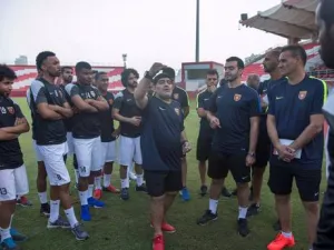 Diego Maradona, at Fujairah Club. (Photo: Fujairah Club twitter)