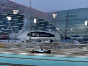 Mercedes' British driver Lewis Hamilton drives during the second practice session ahead of the Abu Dhabi Formula One Grand Prix at the Yas Marina circuit on November 24, 2017.
Andrej ISAKOVIC / AFP