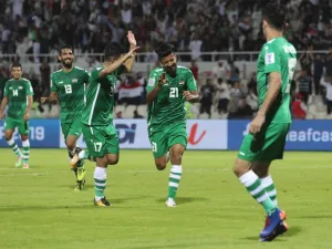 Iraq's forward Alaa Abbas (2nd-R) celebrates his goal, his team's third, during the 2019 AFC Asian Cup group D football match between Yemen and Iraq at Sharjah stadium in Sharjah on January 12, 2019.
Karim Sahib / AFP
