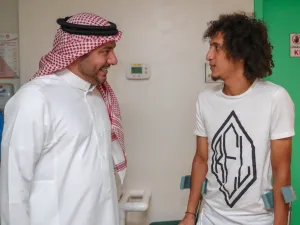 Amoori injured his knee while playing for Al Hilal against Al Shabab during a Saudi League match (Photo: Al Hilal official Twitter account)