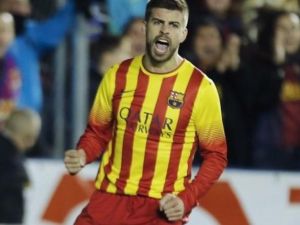 بيكيه بعد تسجيله هدف التعادل لبرشلونة