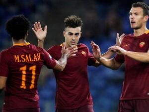 Roma Trio Mohamed Salah (L), Stephan El Shaarawy (C), and Eden Dzeko (R)