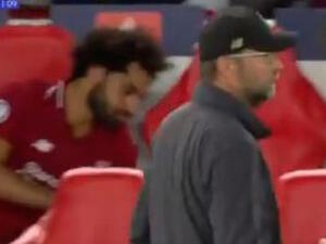The Egypt star was caught on camera throwing a water bottle to the ground as Anfield erupted
